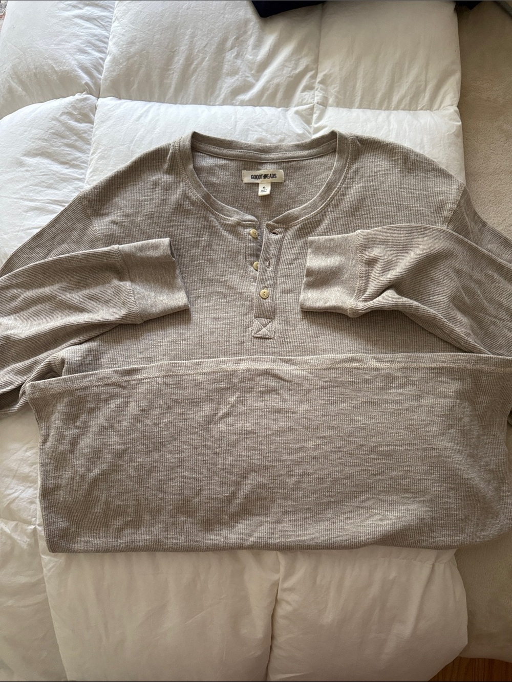 Goodthreads Taupe Waffle-Knit Henley Top